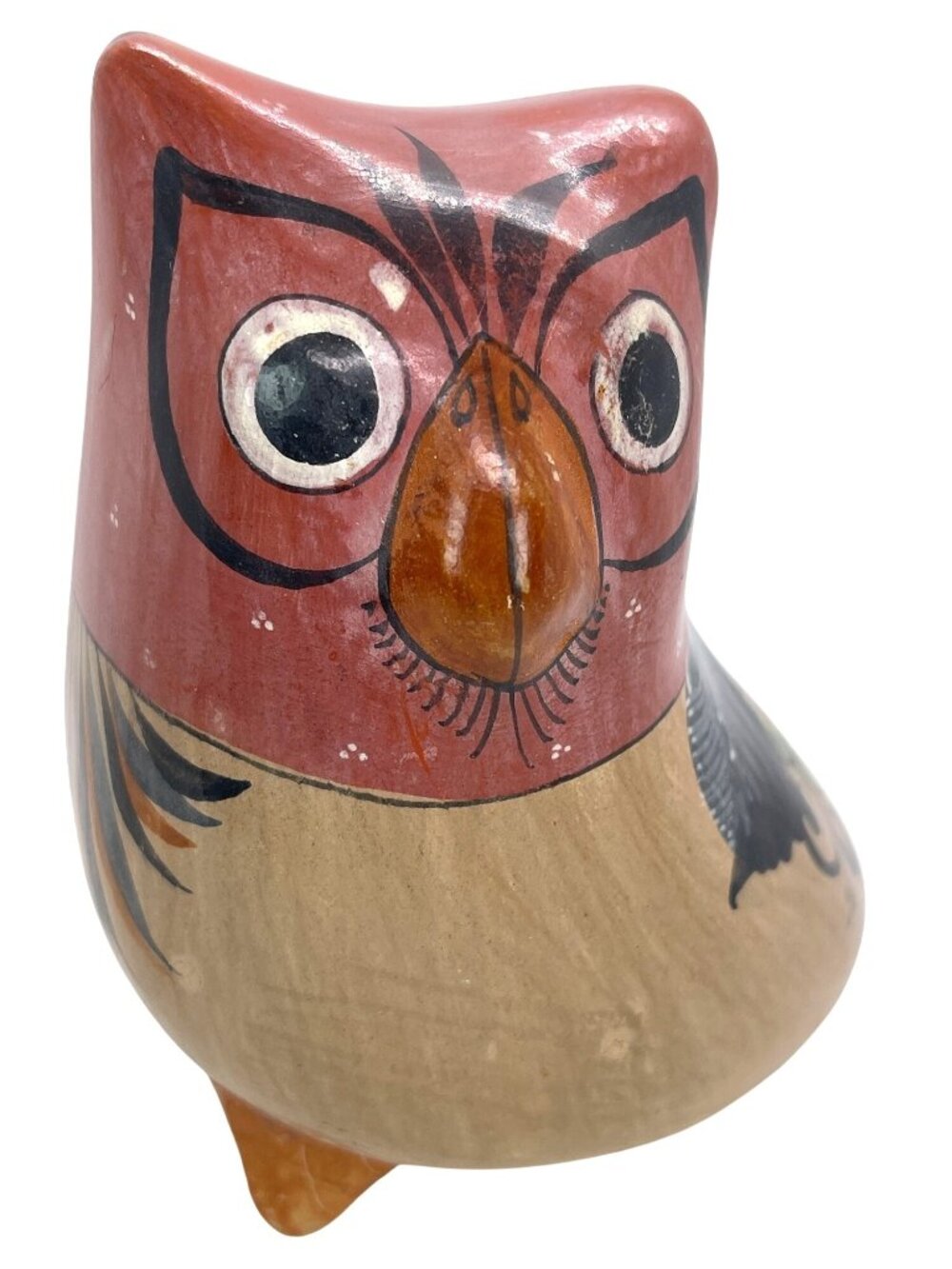 Tonala Owl Mexico Folk Art Pottery Bird Hand Painted Figurine Sculpture Vintage - Picture 4 of 12